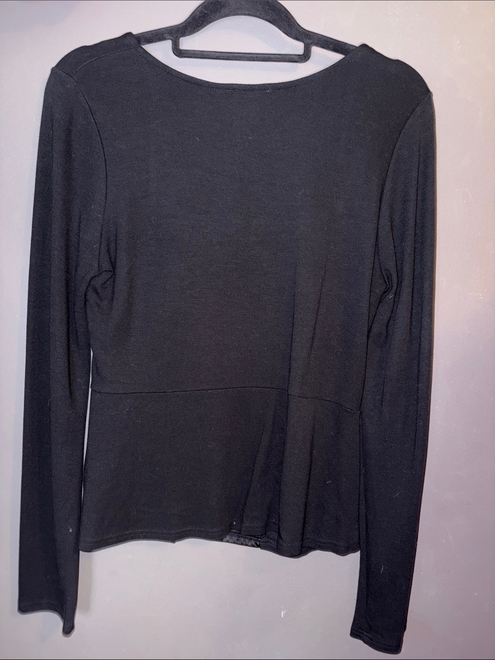 VENUS Black Long Sleeve Top with Faux Leather Front - Picture 6 of 6